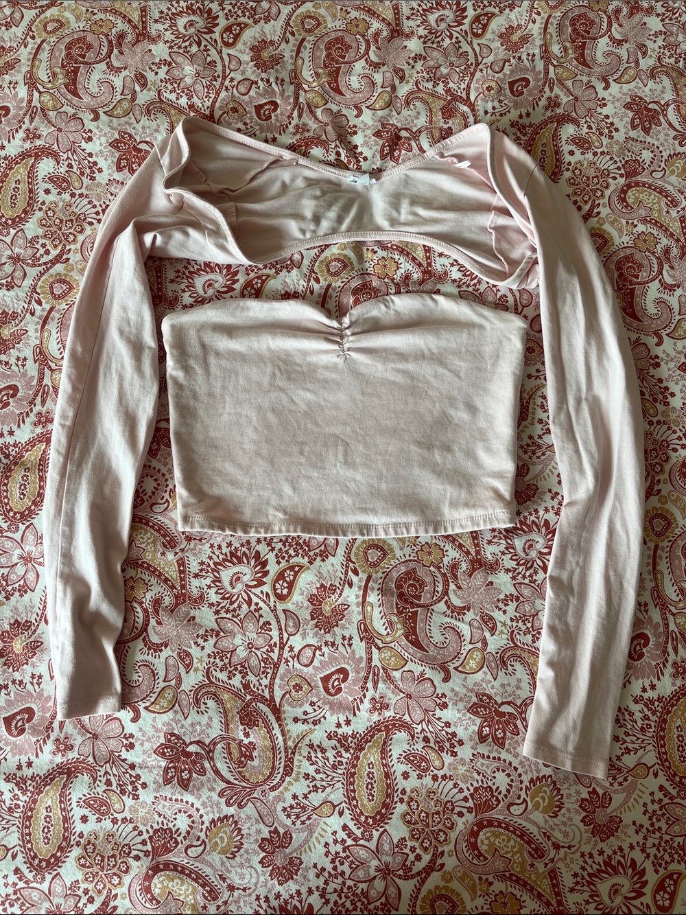 Balletcore baby pink tube top and bolero set, size M